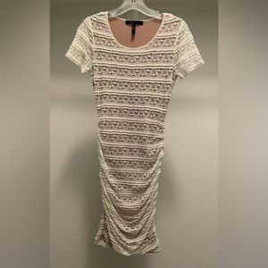 BCBGMAXAZRIA light cream and tan dress